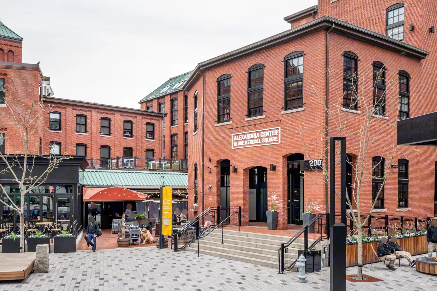 The brick courtyard at One Kendall Square in Cambridge, home of Link Studio.